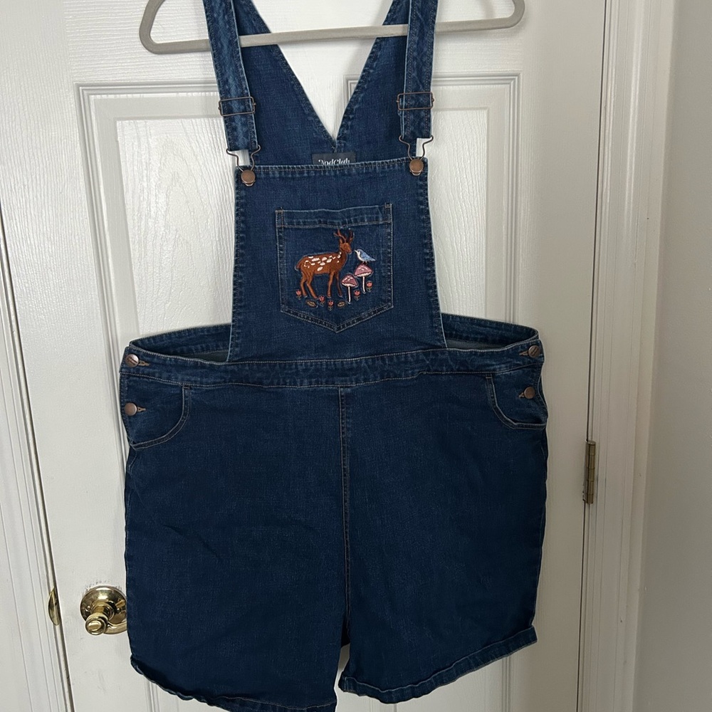 Denim Overalls with Cottagecore Embroidery